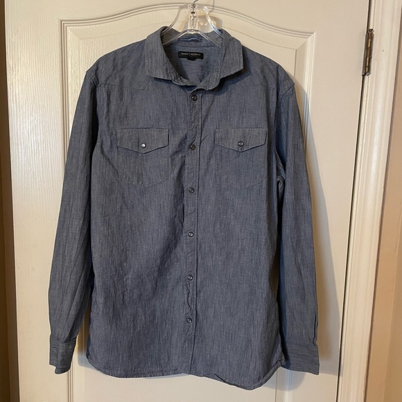 Banana Republic Shirt Men's Size L Slim Fit Blue Chambray Button Up Pockets - Picture 1 of 6